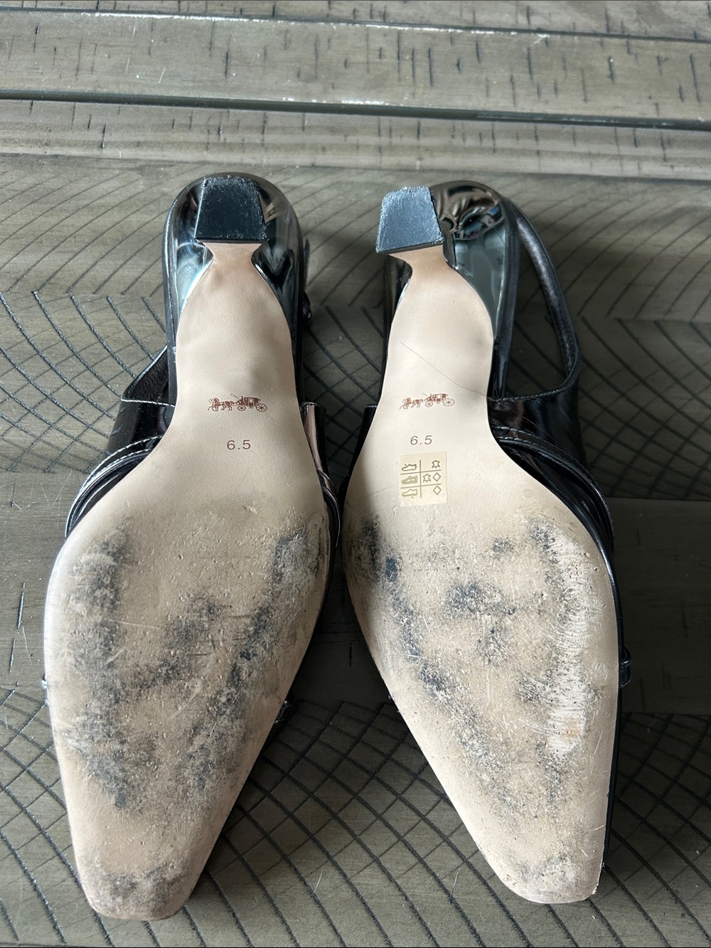 Coach Silver Metallic Slingback Heels - Picture 6 of 10
